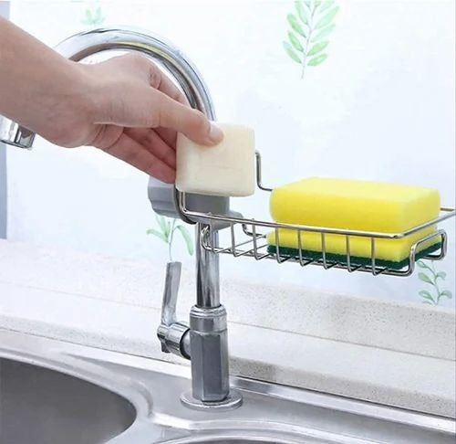 Stainless Steel Sink Sponge Holder – Hanging Faucet Rack for Kitchen & Bathroom