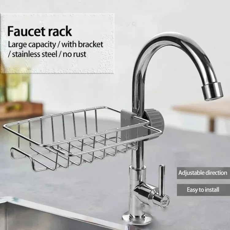 Stainless Steel Sink Sponge Holder – Hanging Faucet Rack for Kitchen & Bathroom