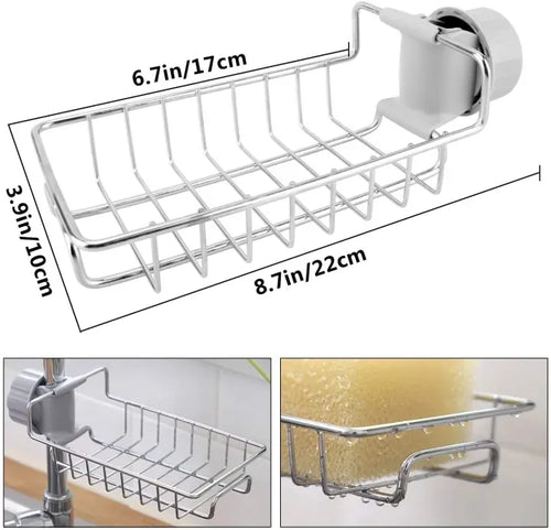 Stainless Steel Sink Sponge Holder – Hanging Faucet Rack for Kitchen & Bathroom