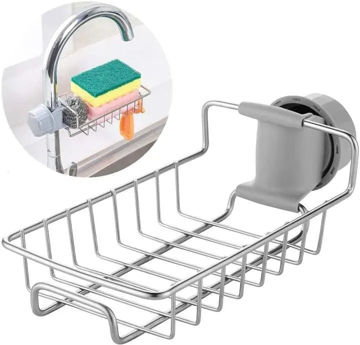 Stainless Steel Sink Sponge Holder – Hanging Faucet Rack for Kitchen & Bathroom